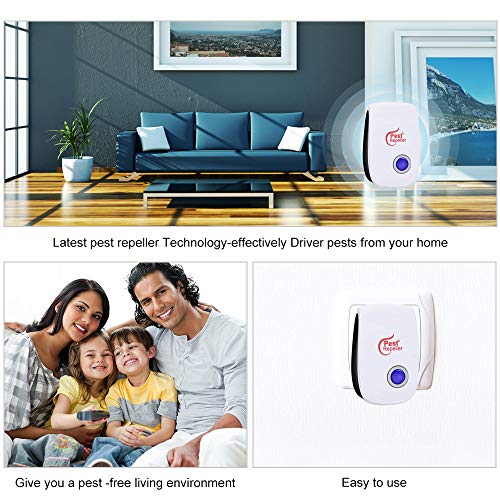 QUTAII Repelente Ultrasónico de Plagas, 6 Piezas Nuevo Repelente Ultrasónico Mosquitos, Interiores Anti Cucarachas, Moscas, Mosquitos, Ratones, Arañas,100% Inofensivo para Mascotas y Humanos (6)