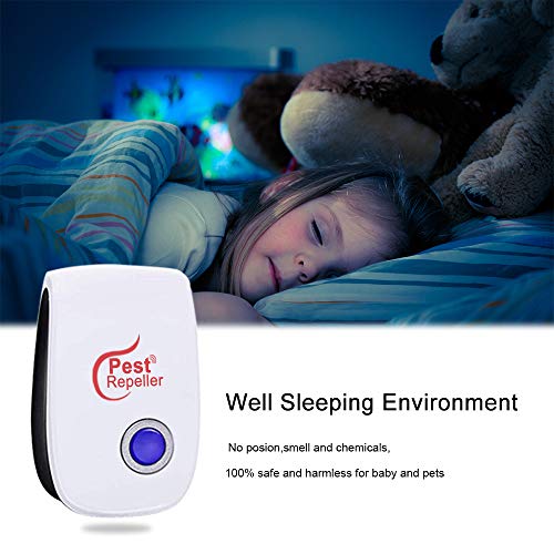 QUTAII Repelente Ultrasónico de Plagas, 6 Piezas Nuevo Repelente Ultrasónico Mosquitos, Interiores Anti Cucarachas, Moscas, Mosquitos, Ratones, Arañas,100% Inofensivo para Mascotas y Humanos (6)