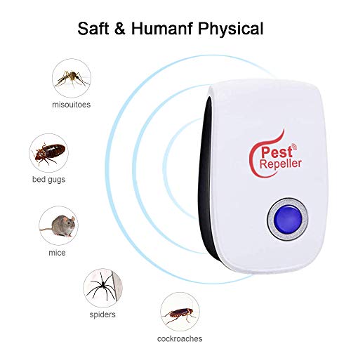 QUTAII Repelente Ultrasónico de Plagas, 6 Piezas Nuevo Repelente Ultrasónico Mosquitos, Interiores Anti Cucarachas, Moscas, Mosquitos, Ratones, Arañas,100% Inofensivo para Mascotas y Humanos (6)