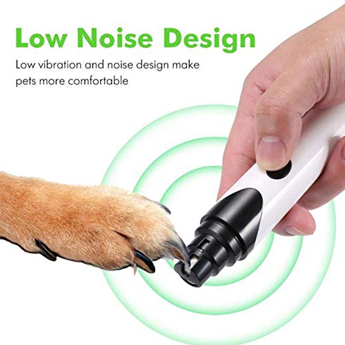 Qw1et Lima de Uñas Eléctrica para Mascotas, Amoladora del Clavo Recargable y de Bajo Ruido para Perros y Gatos, Dos Grados Velocidad Variable con Cable USB