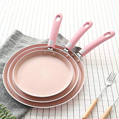 QWH 10/8 Pulgadas Desayuno Rosa Utensilios de Cocina sartén para   Pastel Olla para Pizza Huevo Frito Olla para Hornear Antiadherente sartenes para Tortillas sartén, 10 Pulgadas 28 cm