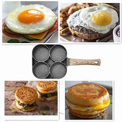QWH 4 Agujeros Antiadherente Desayuno   Hamburguesa Huevos jamón Restaurante Tortilla sartén cocinar fácil Huevo artefacto Molde para Tortilla frita, 26 cm-35 cm