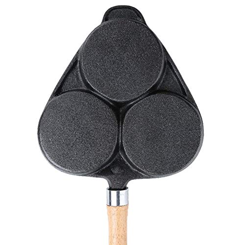 QWH Huevo Hamburguesa Huevo Frito Olla Panqueque con Tortilla De Hierro Fundido De 3 Moldes, Negro