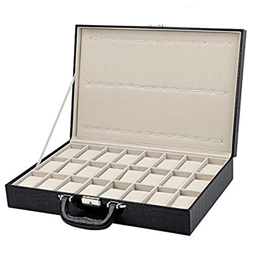 QXYAmj Cajas para Joyas De Mano 24 la Red de Reloj Modelo de cocodrilo Caja de Gama Alta de la PU del Cuero del Reloj Display Box Textura del Metal Palabra Bloqueo Caja de Almacenamiento