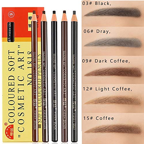 QYSHH Augenbrauenstift-Set, Long-Brow Eyebrow, Make-up Pen, Wasserdichte Augenbraue Bleistift für Microblading Peel Off Pull Cord Abziehstifte, 5 Farben (10 Stück)