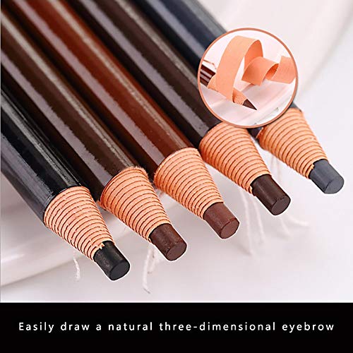 QYSHH Augenbrauenstift-Set, Long-Brow Eyebrow, Make-up Pen, Wasserdichte Augenbraue Bleistift für Microblading Peel Off Pull Cord Abziehstifte, 5 Farben (10 Stück)