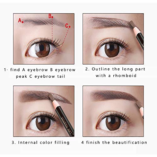 QYSHH Augenbrauenstift-Set, Long-Brow Eyebrow, Make-up Pen, Wasserdichte Augenbraue Bleistift für Microblading Peel Off Pull Cord Abziehstifte, 5 Farben (10 Stück)