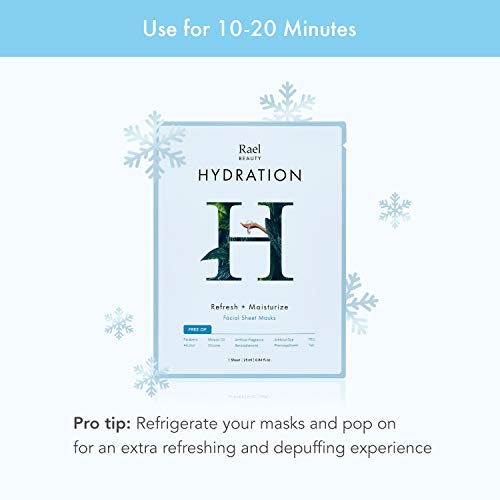 Rael Hydrolock - Hoja para máscara facial (hidratación), 5 hojas/paquete: Mascarilla hidratante y piel brillante. Ideal para las pieles secas.