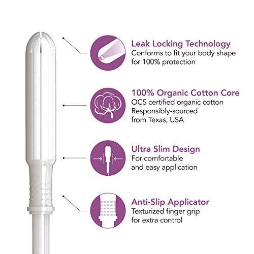 Rael Tampones de algodón orgánico Rael (Regular), sin cloro (16 unidades) (2 paquetes, 32 unidades en total)