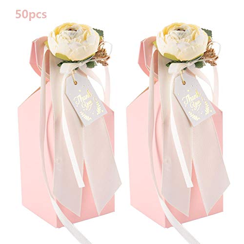 Raguso Caja de Dulces Baby Shower Favor Cajas de Regalo para Boda(Pink Vase)