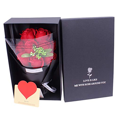 Ramo de flores de jabón con aroma a rosas en caja de regalo con bolso Regalo floral artificial para el día de San Valentín, cumpleaños, aniversario, boda de Handfly