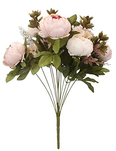 Ramo de peonías artificiales Amkun. Flores de seda para decoración del hogar o bodas, 1 unidad