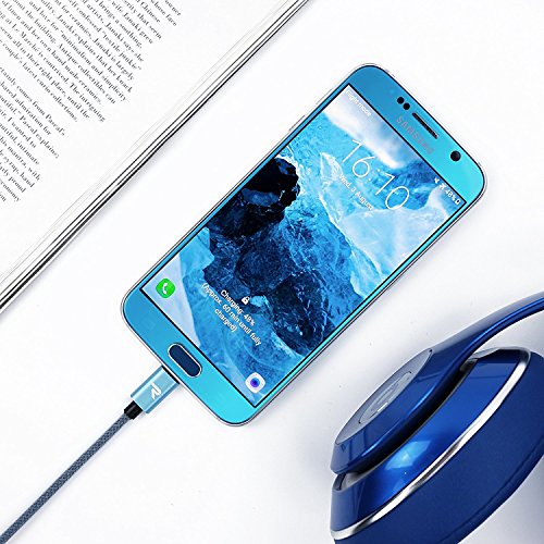 Rampow Cable Micro USB 2,4A Carga Rápida [2-Pack] -Garantía De Por Vida- Nylón Trenzado Cable USB Compatible con Android, Samsung Galaxy, Kindle, Sony, Nexus, Motorola y más -1M Azul