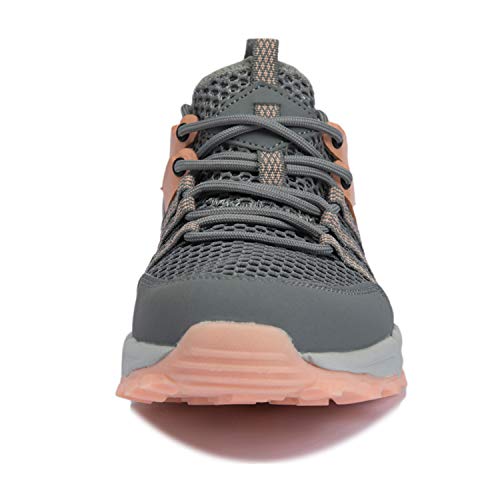 Ranberone Zapatos de Deporte al Aire Libre Antideslizantes para Mujer Zapatos de Agua de Malla Transpirable Zapatos de Senderismo Zapatos para Caminar de Verano Gris Naranja 39