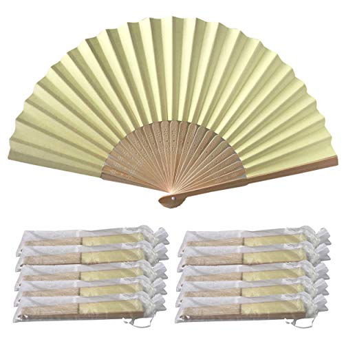 Rangebow PHF10 paquete de crema de 10 al por mayor mano de papel ventilador de bambú costillas favor de la boda