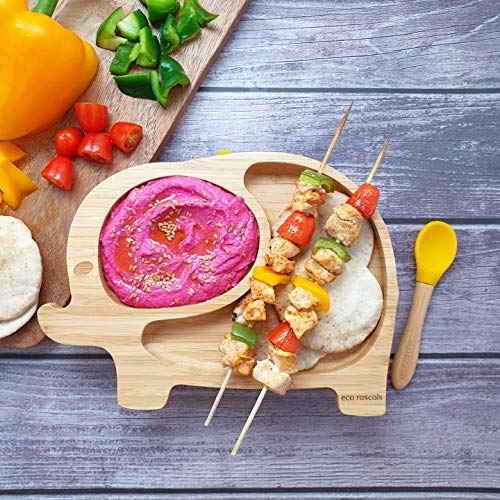 RASCALS Plato Bamboo Elefante Eco, Juventud Unisex, Rosa, Talla Única