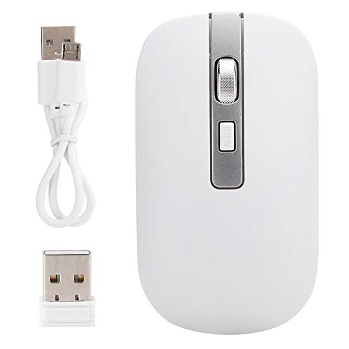 Ratón inalámbrico, 3 niveles 800/1200/1600 DPI Ajuste Ratones de computadora portátil con receptor USB para portátil/PC/Computadora/Computadora portátil/MacBook, Ratones para juegos de PC(Blanco)