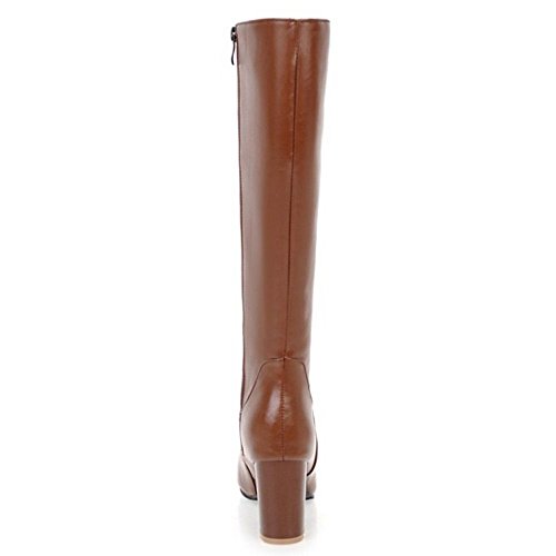 RAZAMAZA Botas Moda de Rodilla Tacon Alto para Mujer (32 AS, SM Brown)