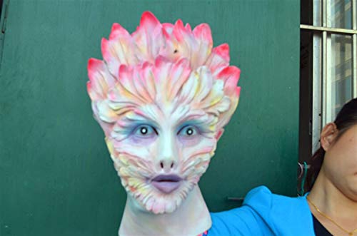 Rcsinway De Halloween máscara Cosplay de Terror Flor o Tapones de látex máscara de Diablo Femenino Partido de Terror Parodia (Color : Rice Pink)