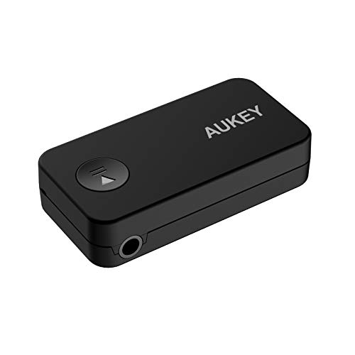 Receptor Bluetooth AUKEY 5 Adaptador de audio portátil con 12 horas de reproducción, asistente de voz, micrófono incorporado para llamadas a manos libres, conector de audio de 3,5 mm para el sistema d