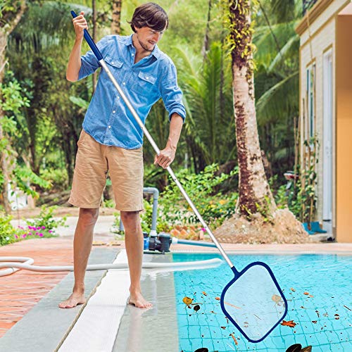 Red Piscina, Rastrillos para Piscinas, Red Limpia Piscina, Recoge Hojas Para Piscinas, kit Limpieza Piscina con de Mango de Aluminio de 120cm, Pool Skimmer Net para Recoger Hojas y Suciedad del Fondo
