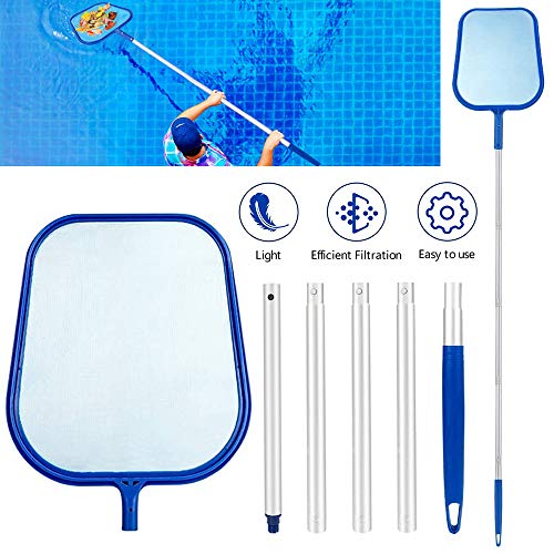Red Piscina, Rastrillos para Piscinas, Red Limpia Piscina, Recoge Hojas Para Piscinas, kit Limpieza Piscina con de Mango de Aluminio de 120cm, Pool Skimmer Net para Recoger Hojas y Suciedad del Fondo