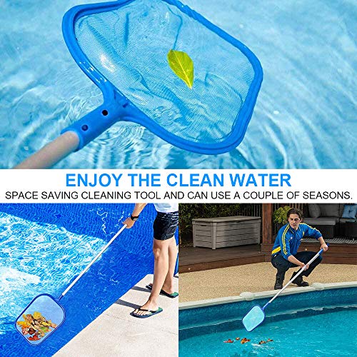 Red Piscina, Rastrillos para Piscinas, Red Limpia Piscina, Recoge Hojas Para Piscinas, kit Limpieza Piscina con de Mango de Aluminio de 120cm, Pool Skimmer Net para Recoger Hojas y Suciedad del Fondo