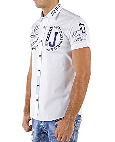 Redbridge - Camisa Regular fit de Manga Corta para Hombre, Talla S, Color Blanco