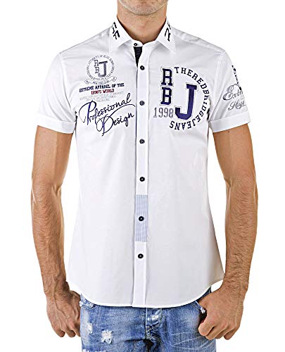 Redbridge - Camisa Regular fit de Manga Corta para Hombre, Talla S, Color Blanco