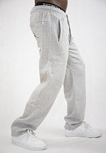 REDRUM Bronx - Pantalones de chándal para hombre, corte regular con cintura tipo bóxer Gris con logotipo gris. XS