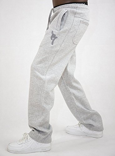 REDRUM Bronx - Pantalones de chándal para hombre, corte regular con cintura tipo bóxer Gris con logotipo gris. XS