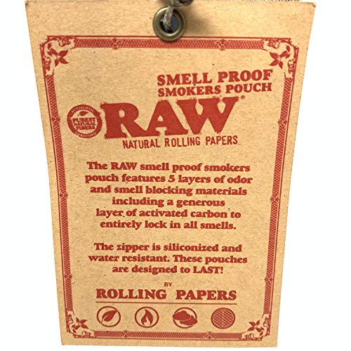 Reds Exclusive RAW Smell Proof Smokers Pouch with [3 Pack + 1 Tip Card Books] Extra Fine, King Skins Smoking Papers (Large)