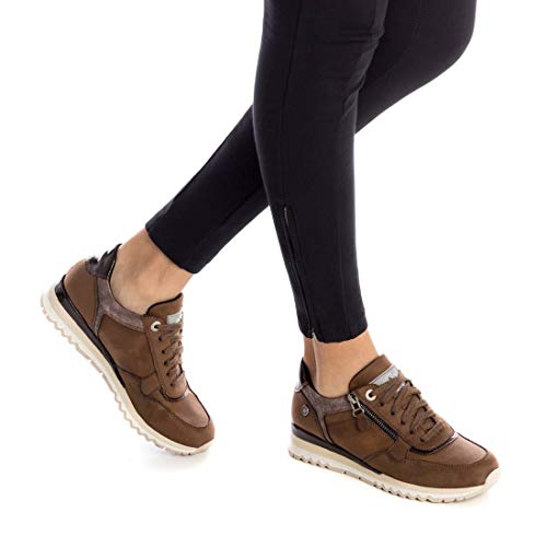 REFRESH - Zapatilla para Mujer - Cierre con Cremallera - Color Taupe - Talla 38