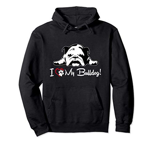 Regalo Bulldog Inglés - I love my Bulldog - Corazón y Pata Sudadera con Capucha