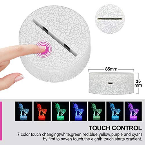 Regalo de Unicornio Luz de Noche para Niños, Lámpara de Luz 3D 7 Colores Cambian con Control Remoto, Ideas de Festivo y Regalos para Niños Niñas y Adultos (unicornio1)