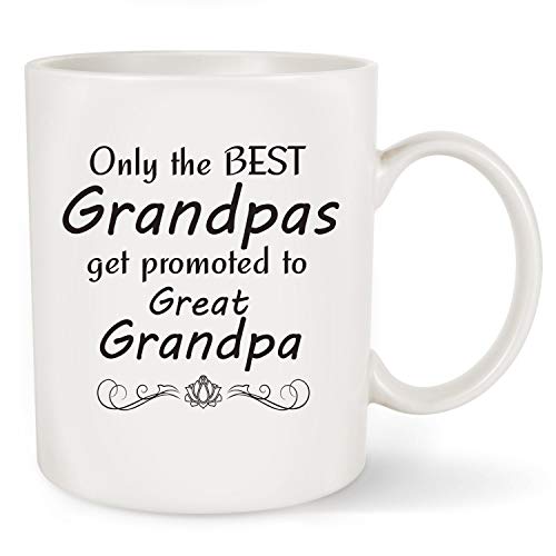 Regalos del día del padre Abuelo Taza de café Taza de té: solo el mejor abuelo se promociona a abuelo: los mejores regalos de cumpleaños para tu abuelo, abuelo o incluso tu papá, taza de cerámica blan