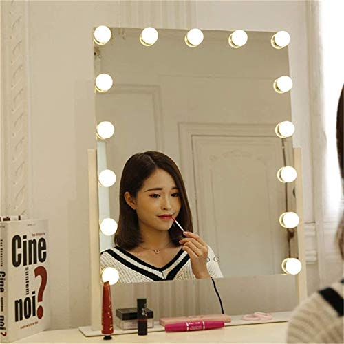 Relación calidad-precio Espejo de maquillaje Espejo de baño - Blanco / Negro Espejo de maquillaje iluminado con luz Tableros de espejo, el espejo cosmético LED iluminado con LED regulable bombillas (C