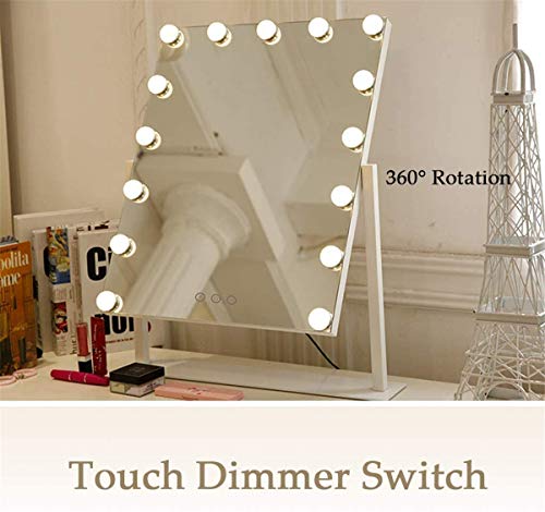 Relación calidad-precio Espejo de maquillaje Espejo de baño - Blanco / Negro Espejo de maquillaje iluminado con luz Tableros de espejo, el espejo cosmético LED iluminado con LED regulable bombillas (C