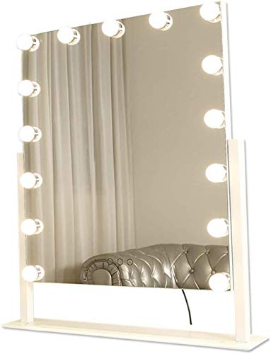 Relación calidad-precio Espejo de maquillaje Espejo de baño - Blanco / Negro Espejo de maquillaje iluminado con luz Tableros de espejo, el espejo cosmético LED iluminado con LED regulable bombillas (C