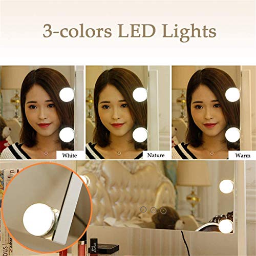 Relación calidad-precio Espejo de maquillaje Espejo de baño - Blanco / Negro Espejo de maquillaje iluminado con luz Tableros de espejo, el espejo cosmético LED iluminado con LED regulable bombillas (C