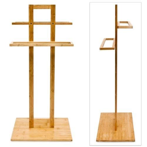 Relaxdays - Toallero de pie Hecho de bambú con Medidas 37 x 25 x 85 cm 2 Barras para el Cuarto de baño, Color Natural