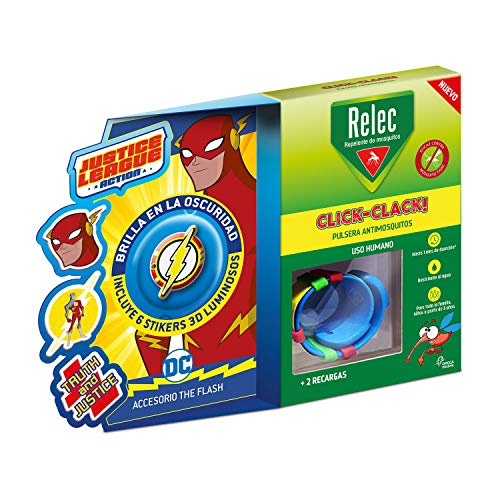 Relec Pulsera Antimosquitos Flash - Eficaz contra el mosquito tigre, Resistente al agua, Contiene 2 recargas