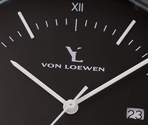 Reloj de Pulsera de Acero Inoxidable Classic Jericho (Hombre y Mujer), de la Marca Loewen – Reloj con Correa de Acero Inoxidable (Negro Mate), Reloj de Pulsera en Negro Mate