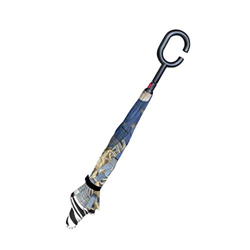 Reloj Venecia Arquitectura Monumento Paraguas invertido Doble Capa Reverso Plegable Paraguas con Mango en Forma de C Protección UV a prueba de viento para Coche Exterior