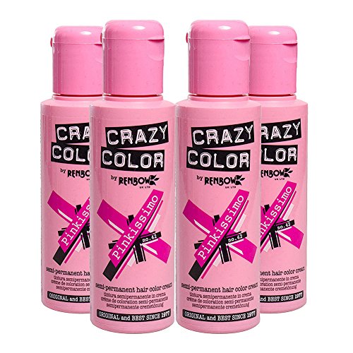 Renbow - Crazy Colour - Cremas de color semi-permanente para el cabello, 100 ml, 4 unidades
