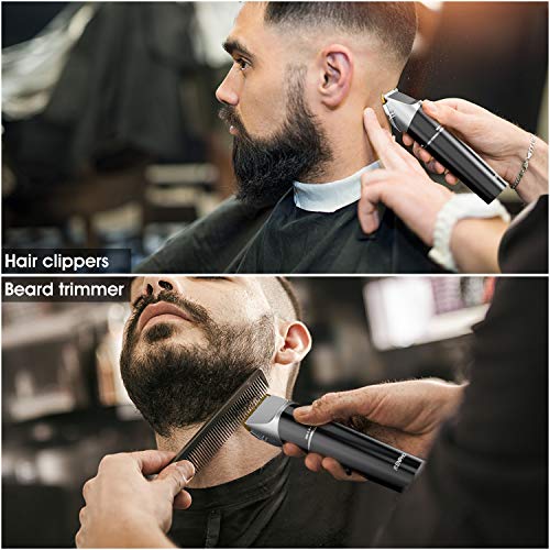 RENPHO Cortapelos Hombre Maquina de Cortar el Pelo Multifunción Cortadora de Pelo Eléctrica Afeitar para Niños Kit de Corte de Aseo Recargable, Kit de Corte de Pelo con Base de Carga y 6 Peines Guía