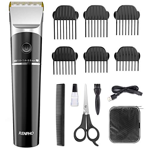 RENPHO Cortapelos Hombre Maquina de Cortar el Pelo Multifunción Cortadora de Pelo Eléctrica Afeitar para Niños Kit de Corte de Aseo Recargable, Kit de Corte de Pelo con Base de Carga y 6 Peines Guía