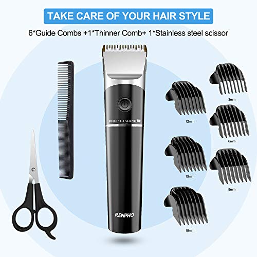RENPHO Cortapelos Hombre Maquina de Cortar el Pelo Multifunción Cortadora de Pelo Eléctrica Afeitar para Niños Kit de Corte de Aseo Recargable, Kit de Corte de Pelo con Base de Carga y 6 Peines Guía