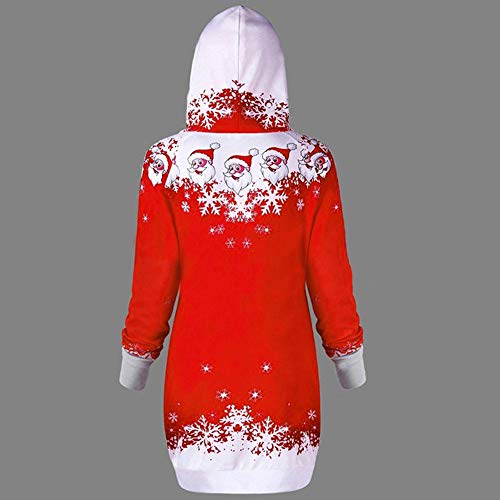 Reooly Christmas Santa Bufanda Cuello Bufanda Estampado Copo de Nieve Bolsillo Sudadera Manga Larga(Rojo,Small)
