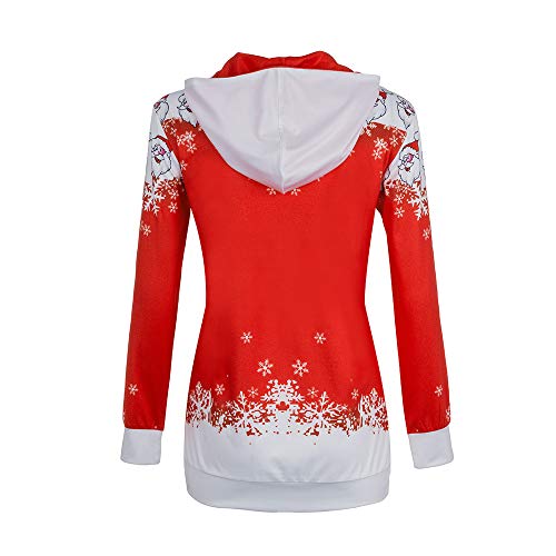 Reooly Christmas Santa Bufanda Cuello Bufanda Estampado Copo de Nieve Bolsillo Sudadera Manga Larga(Rojo,Small)